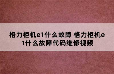 格力柜机e1什么故障 格力柜机e1什么故障代码维修视频